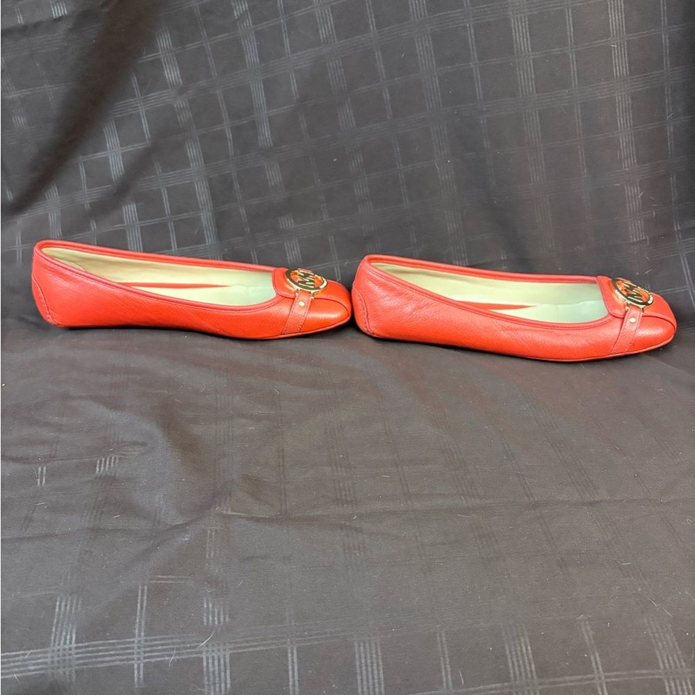 Michael Kors Red Leather Ballet Flats Size 9.5 Excellent Condition - Picture 3 of 5
